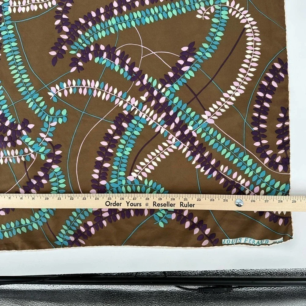 vintage louis feraud designer silk scarf neckerchief square hand rolled art 60s